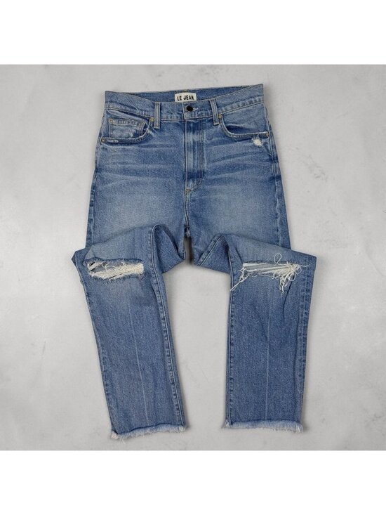 LE JEANS Denim - LE JEANS by Charlie Gay Sabine Ankle Straight Size 29 Waist Distressed Raw Hems